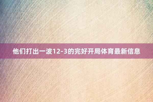 他们打出一波12-3的完好开局体育最新信息