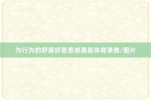 为行为的舒展好意思感奠基体育录像/图片