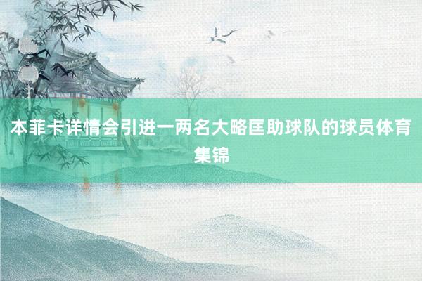 本菲卡详情会引进一两名大略匡助球队的球员体育集锦