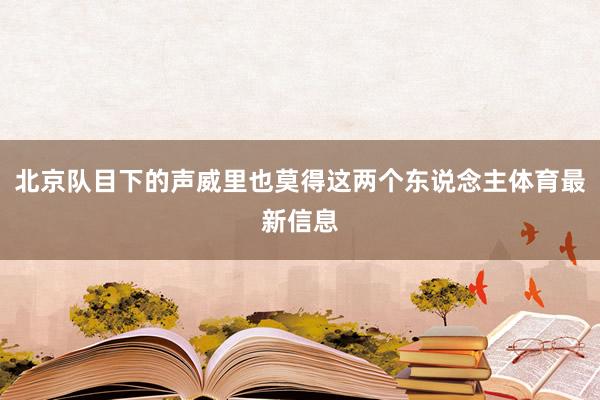 北京队目下的声威里也莫得这两个东说念主体育最新信息