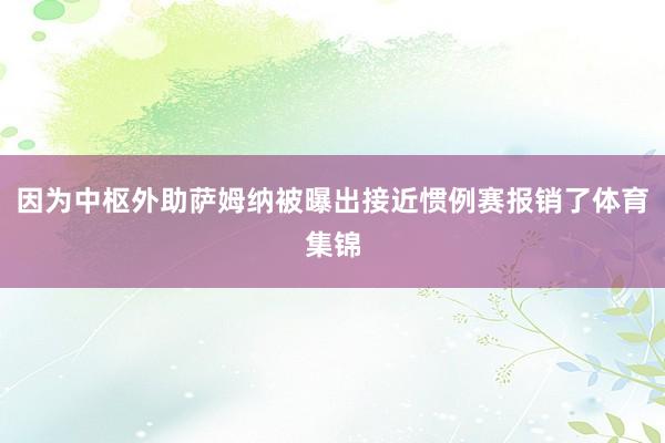 因为中枢外助萨姆纳被曝出接近惯例赛报销了体育集锦