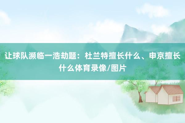 让球队濒临一浩劫题:杜兰特擅长什么、申京擅长什么体育录像/图片