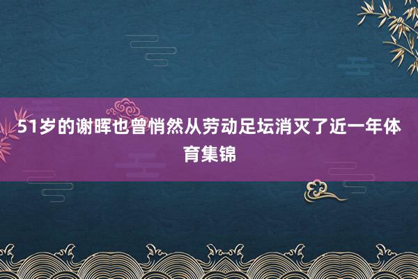 51岁的谢晖也曾悄然从劳动足坛消灭了近一年体育集锦
